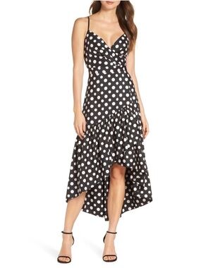 Eliza J Polka Dot High Low Party Dress